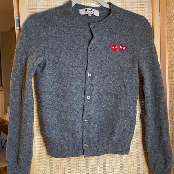 Comme des Garçons PLAY Wool Cardigan in Gray - Picture 1 of 4